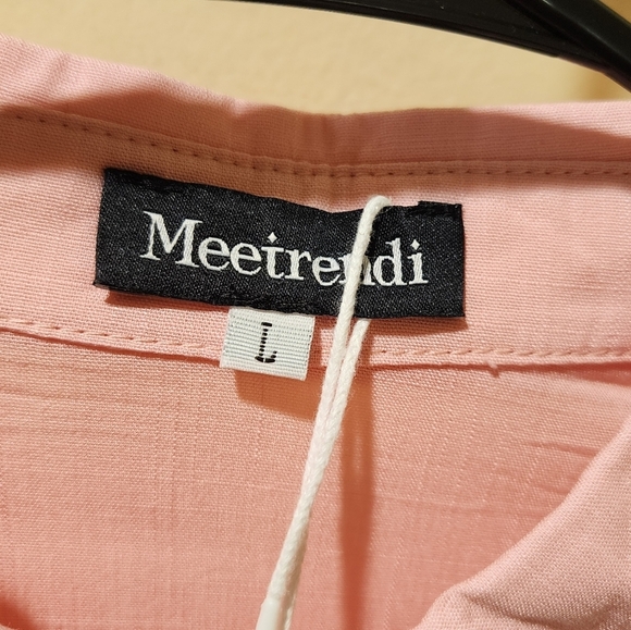 Meetrendi Women's Casual Pink Long  Sleeves button Down shirt size L NWT - Picture 3 of 13